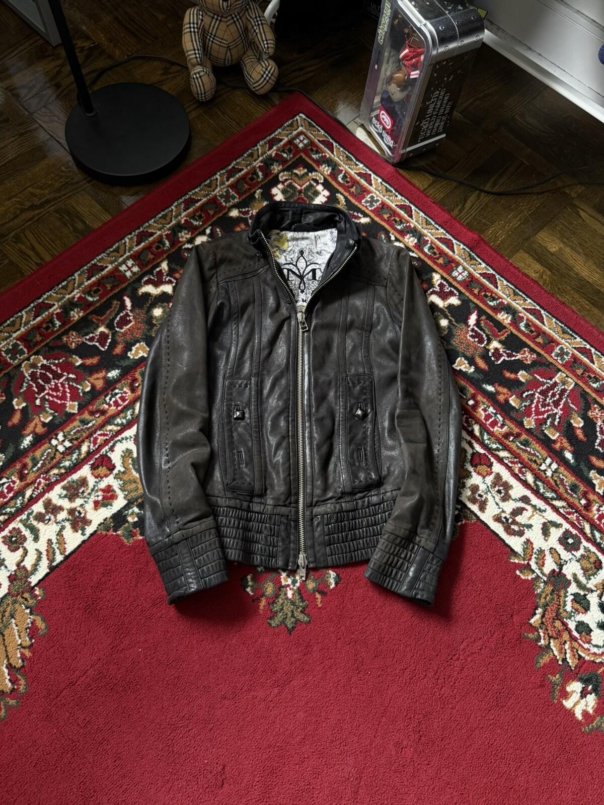 Mackage Buttery Lambskin Leather Jacket Sz XS Brown Vintage Graphic Lining