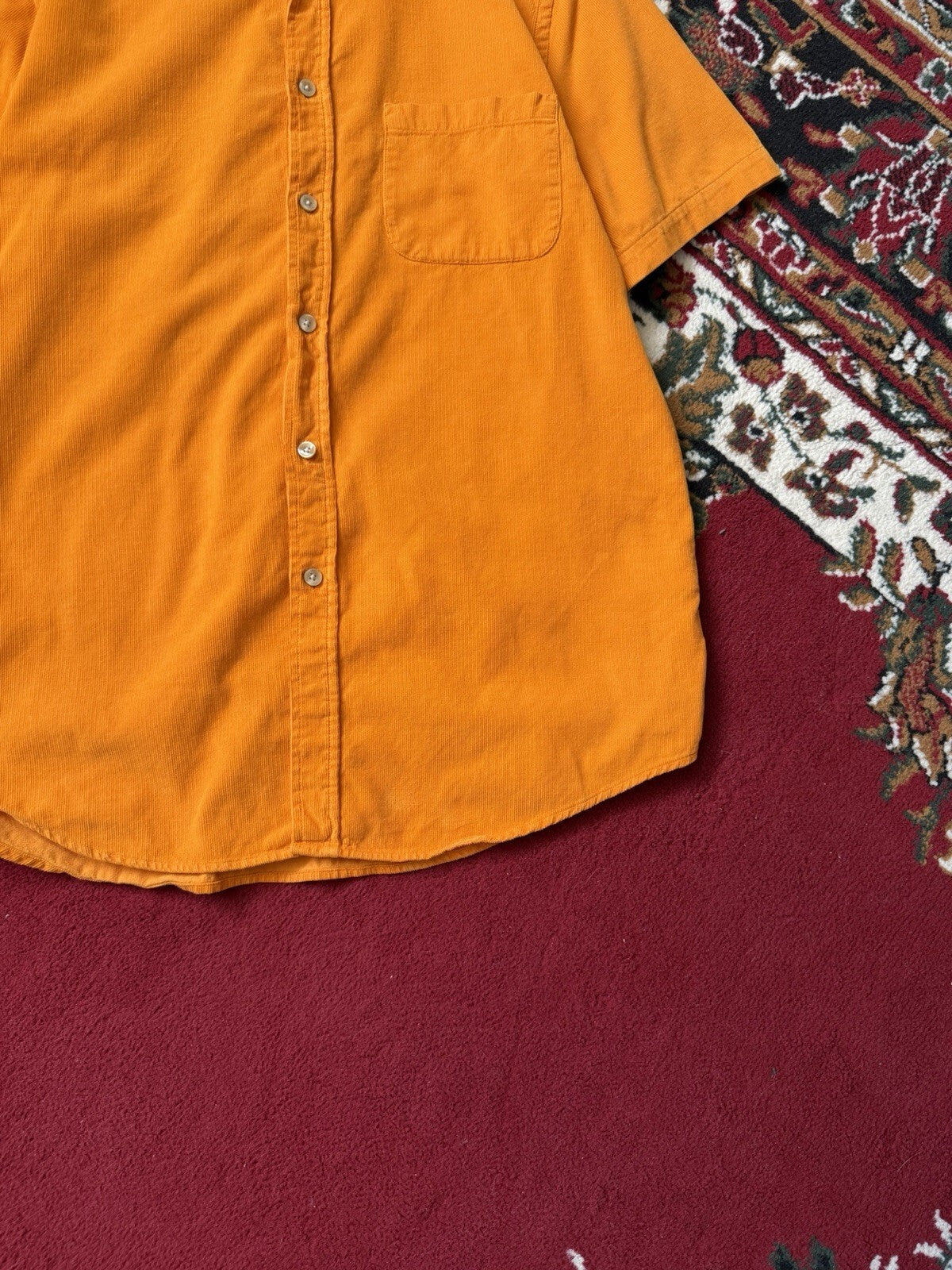 Portuguese flannel  Corduroy Orange Short Sleeve Size L