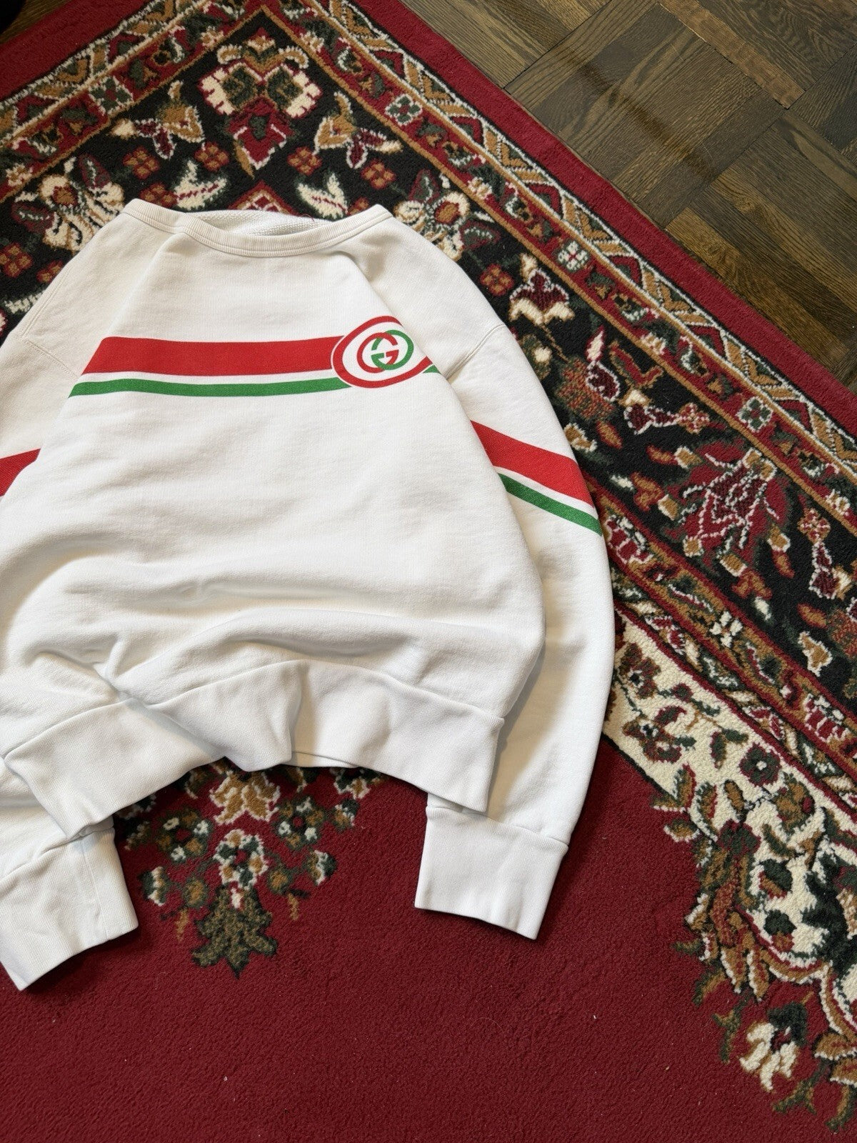 Gucci Interlocking G Sweatshirt Size S Beige Red Green Mens