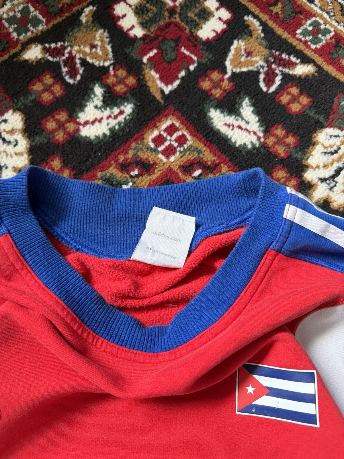 Vintage Cuba Adidas Soccer 3 Stripes Crewneck Sweatshirt Size L 00s