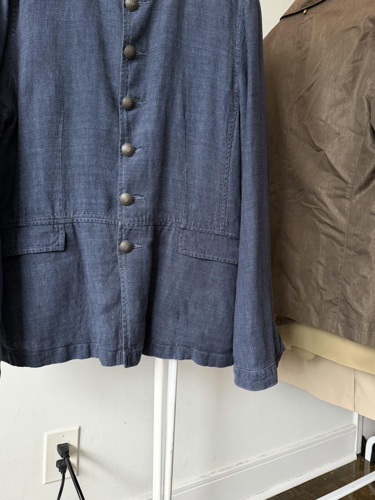 John Varvatos USA Navy Blue Military Utility Linen Jacket Size L