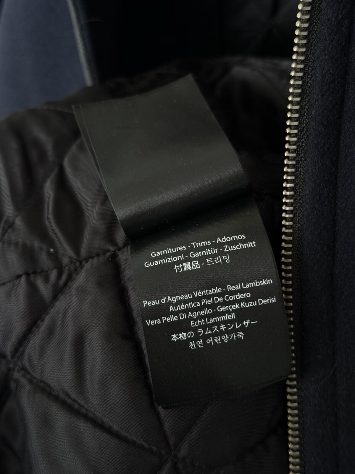 MACKAGE Theo Wool Cashmere Shearling Jacket Real Sheepskin Fur Navy Blue Coat