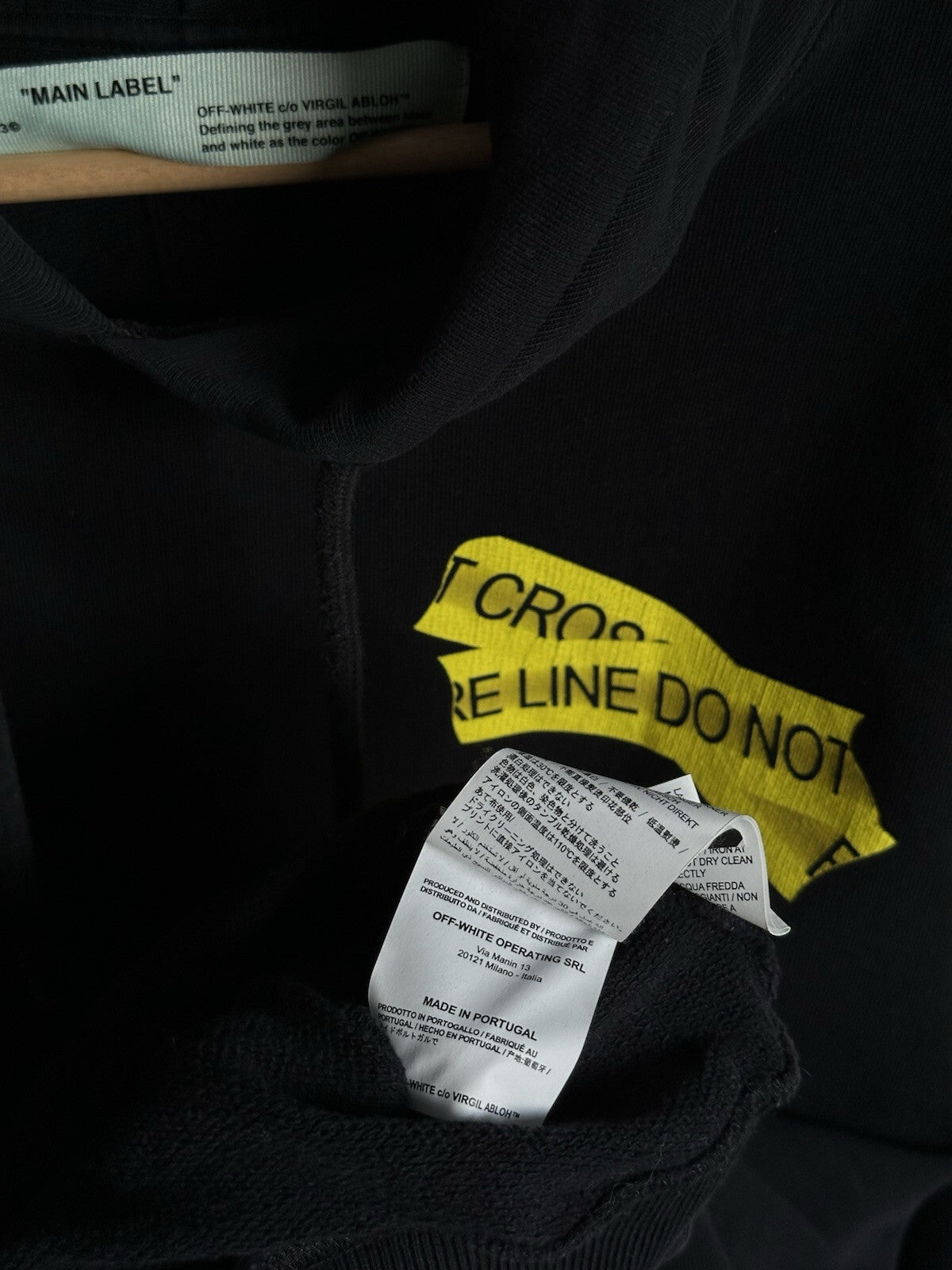 Off White Fire Tape Hoodie Black Size S Mens