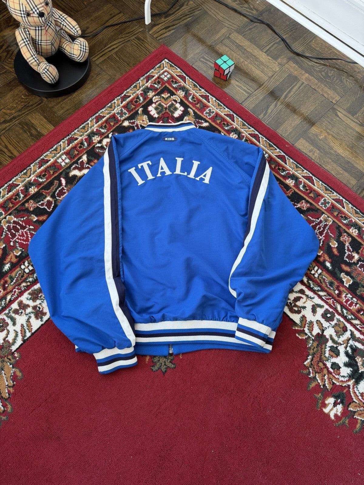 Vintage Y2K Puma Italia Soccer Rain Jacket Bomber Men's XLarge Blue Windbreaker