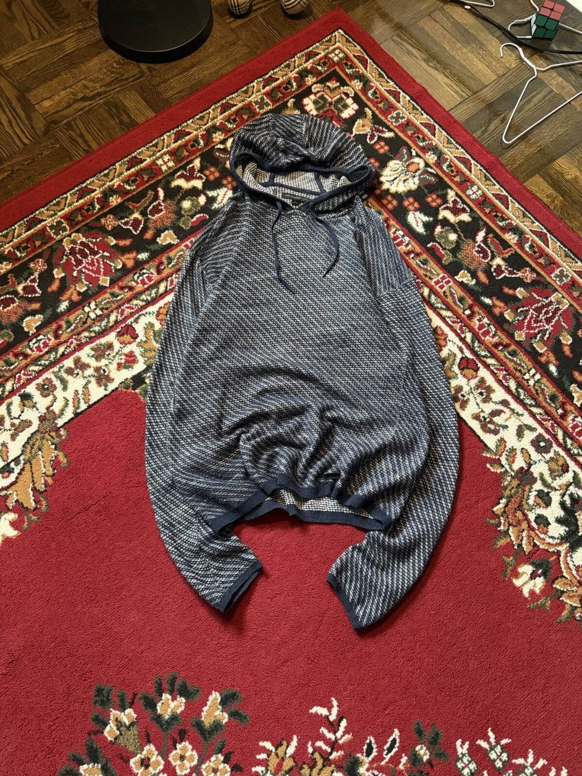 John Varvatos Knit Hoodie Mens Large Cotton Long Sleeve Pullover Textured Slim