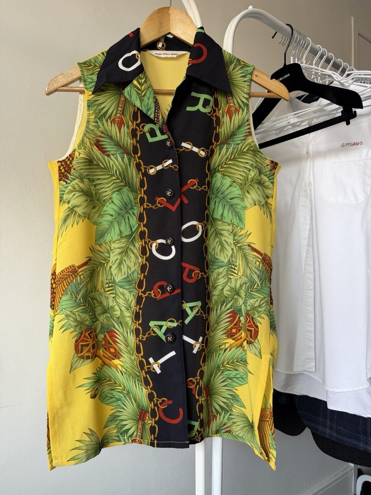 TOKYO BLOUSE SPORTS Jungle Graphic Sleeveless Shirt Made in Japan Size M