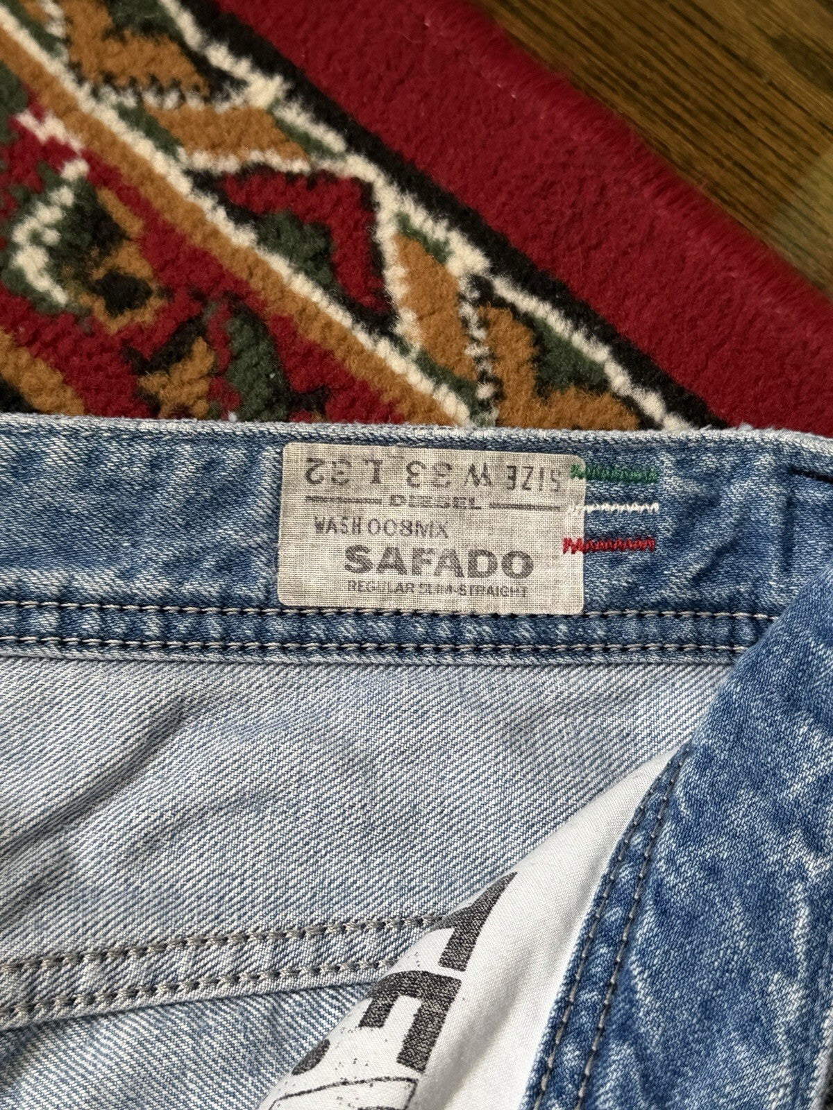 Diesel Safado Distressed Straight Blue Jeans Size 32/32 Vintage Y2K