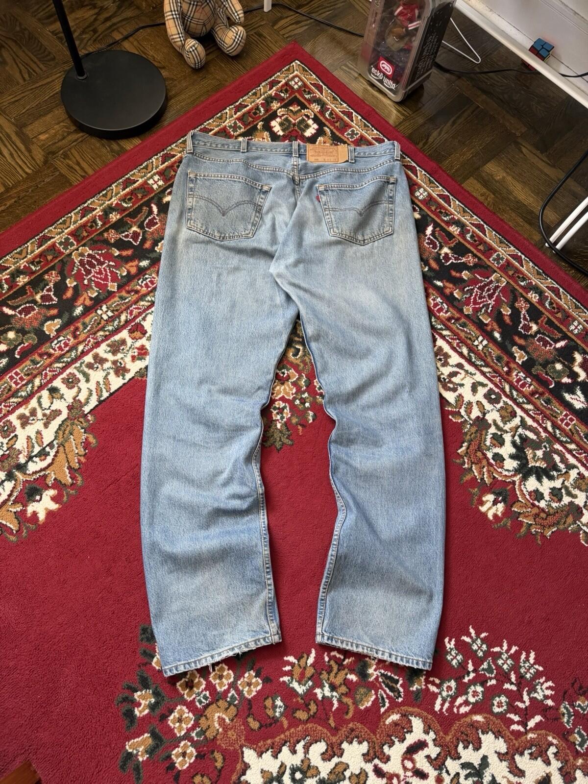 90s Vintage Levi's 501 Jeans Size 40x34 Blue Light Blue Washed Denim