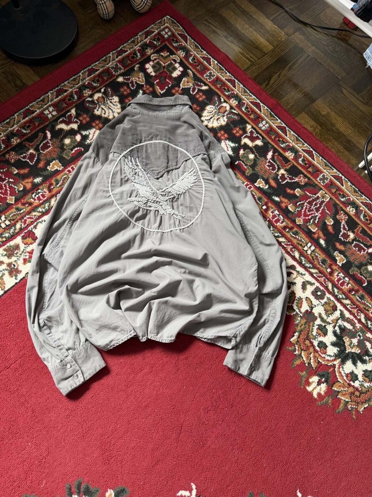 Diesel Eagle Corduroy Western Shirt Gray Size XL
