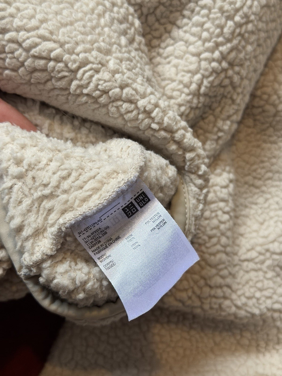 Uniqlo x Engineered Garments Fleece Pullover Mens XL White Sherpa Teddy