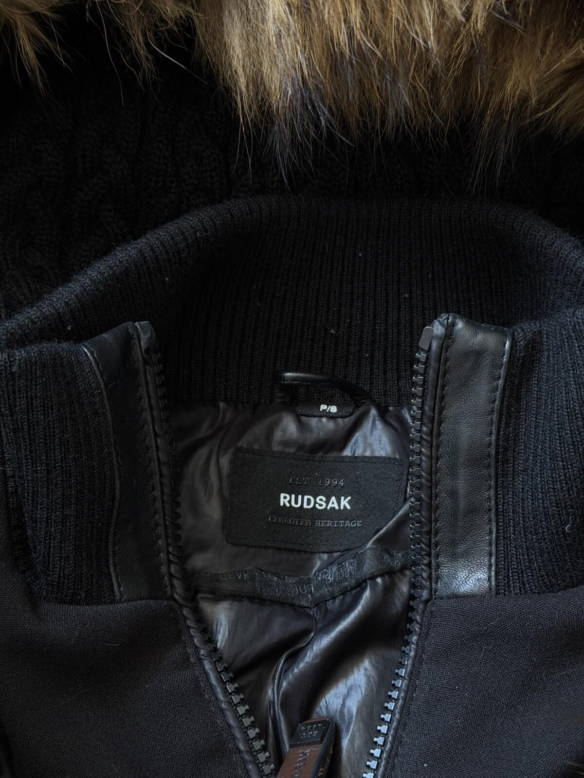 Rudsak Racoon Fur Leather Sleeves Women’s Fitted Down Coat Size S