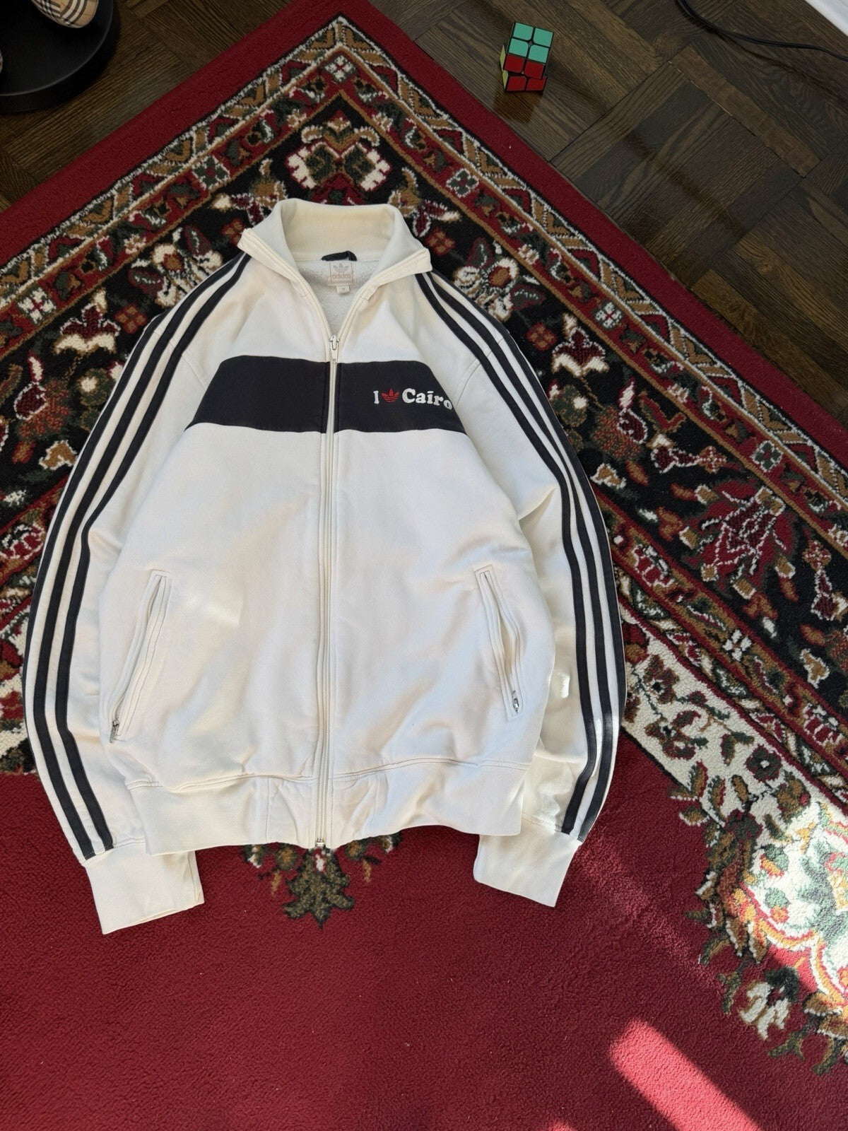 00s Adidas Vintage "I Love Cairo" Zip Up Sweater Track Jacket