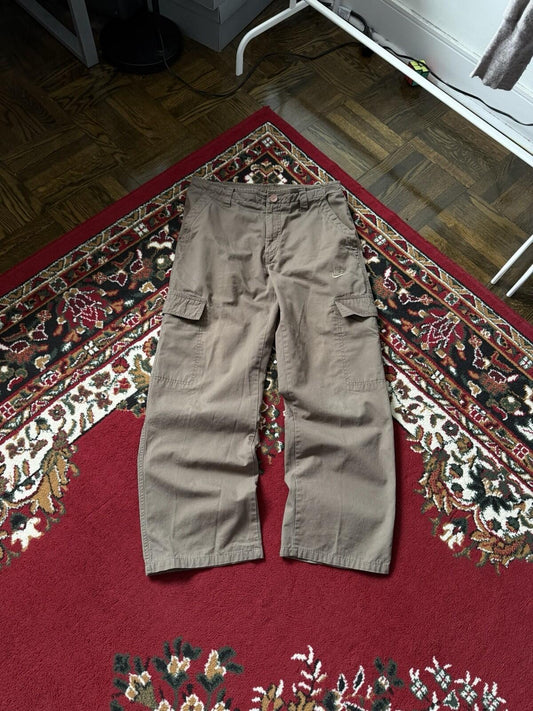 Vintage Nike Y2K Cargo Baggy Pants Olive Green Size S 00s