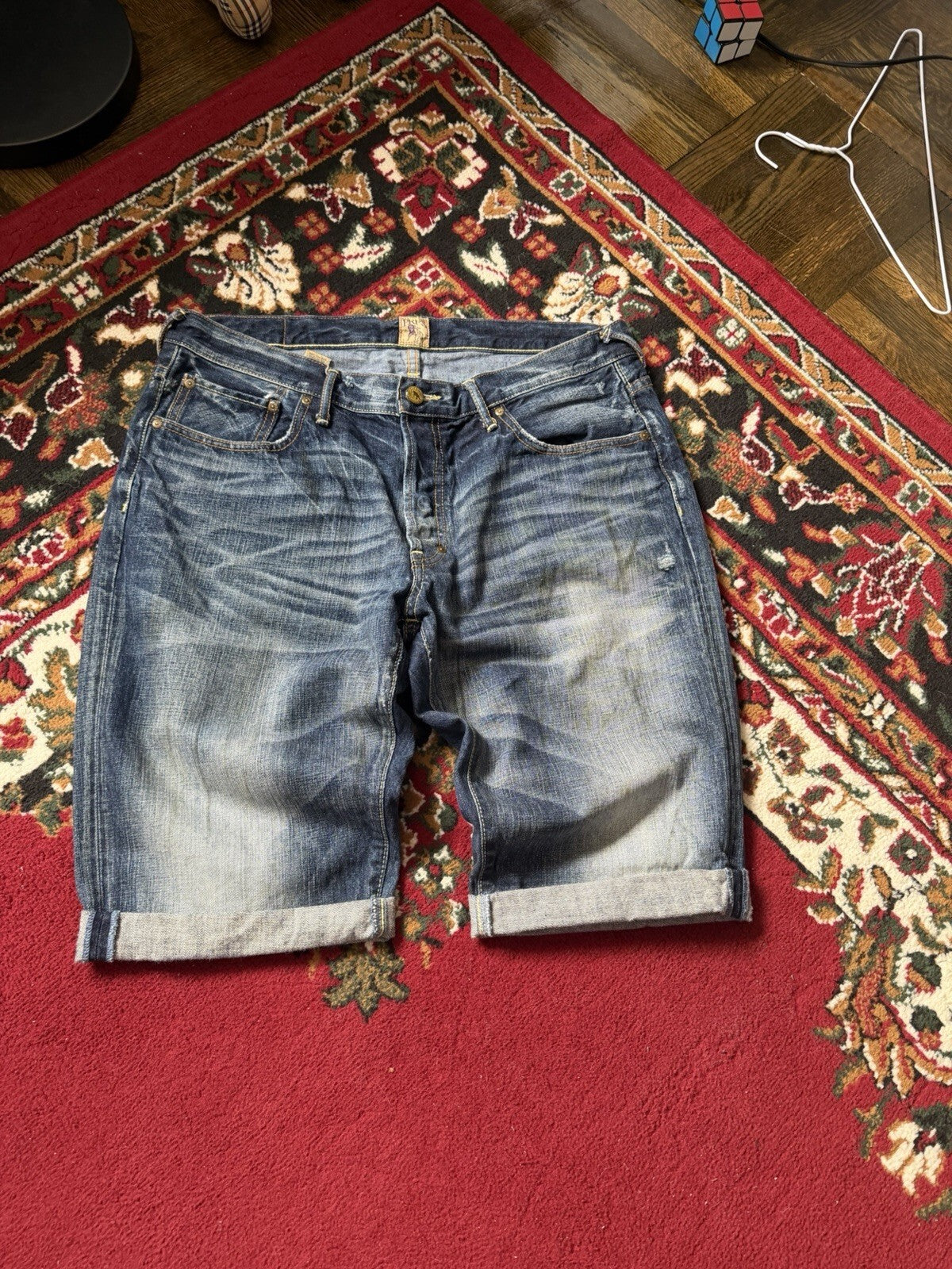 PRPS Blue Medium Wash Distressed Denim Cutoff Jean Barracuda Shorts