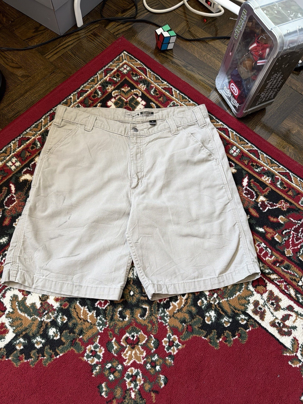 Carhartt Relaxed Fit Carpenter Baggy Shorts Men's Beige Size 36 Men's