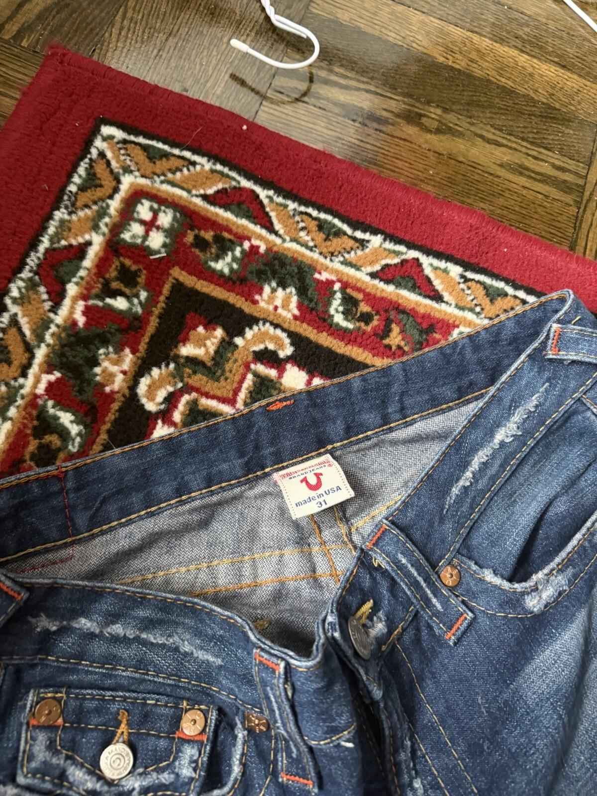 Vtg True Religion #503 Joey Blue Jeans Woodstock Distressed Bell Bottom Pants 31