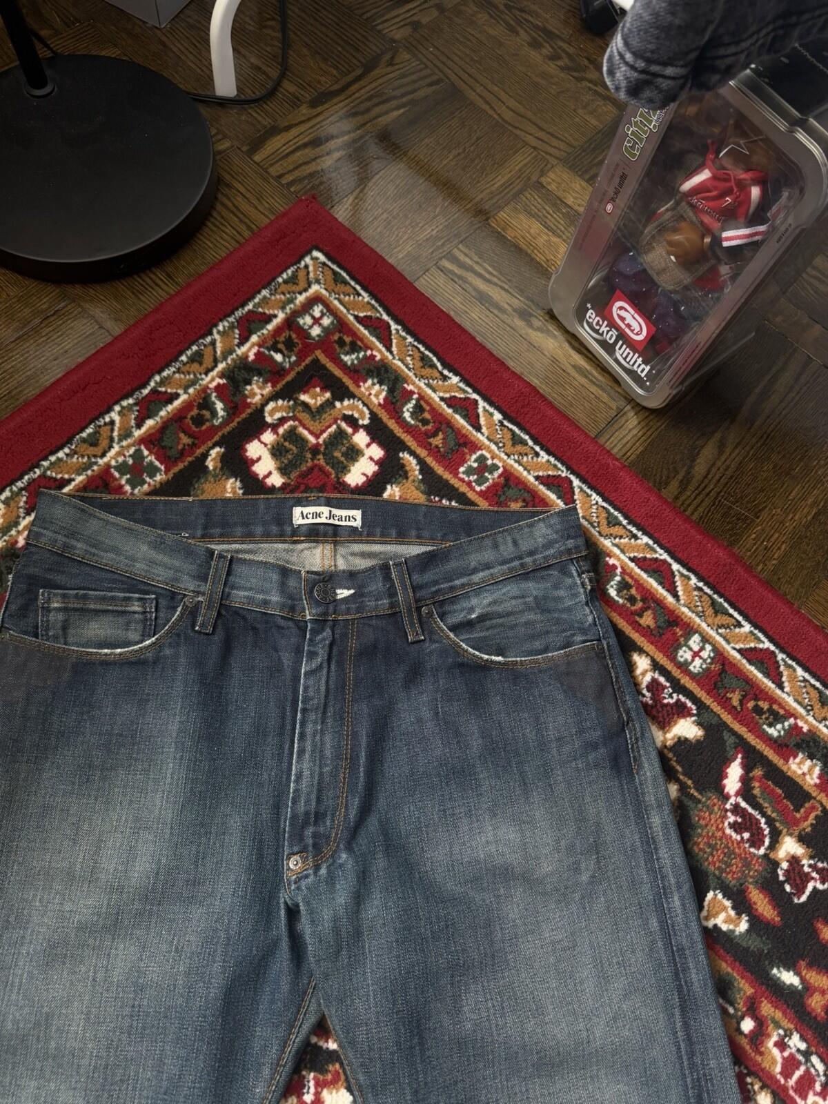 Acne Jeans Washed Classic Straight Leg Dark Wash Denim Cotton Mens 34/32
