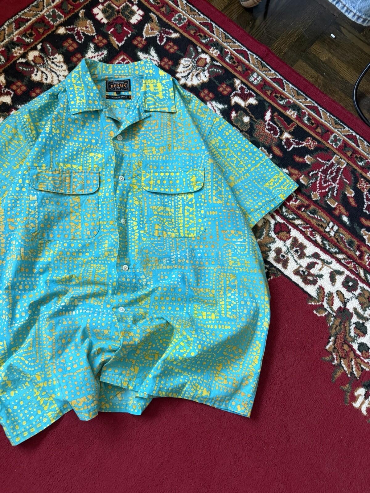 BEAMS PLUS Japan Batik Print Shirt Men's Large Short Sleeve Made In Japan