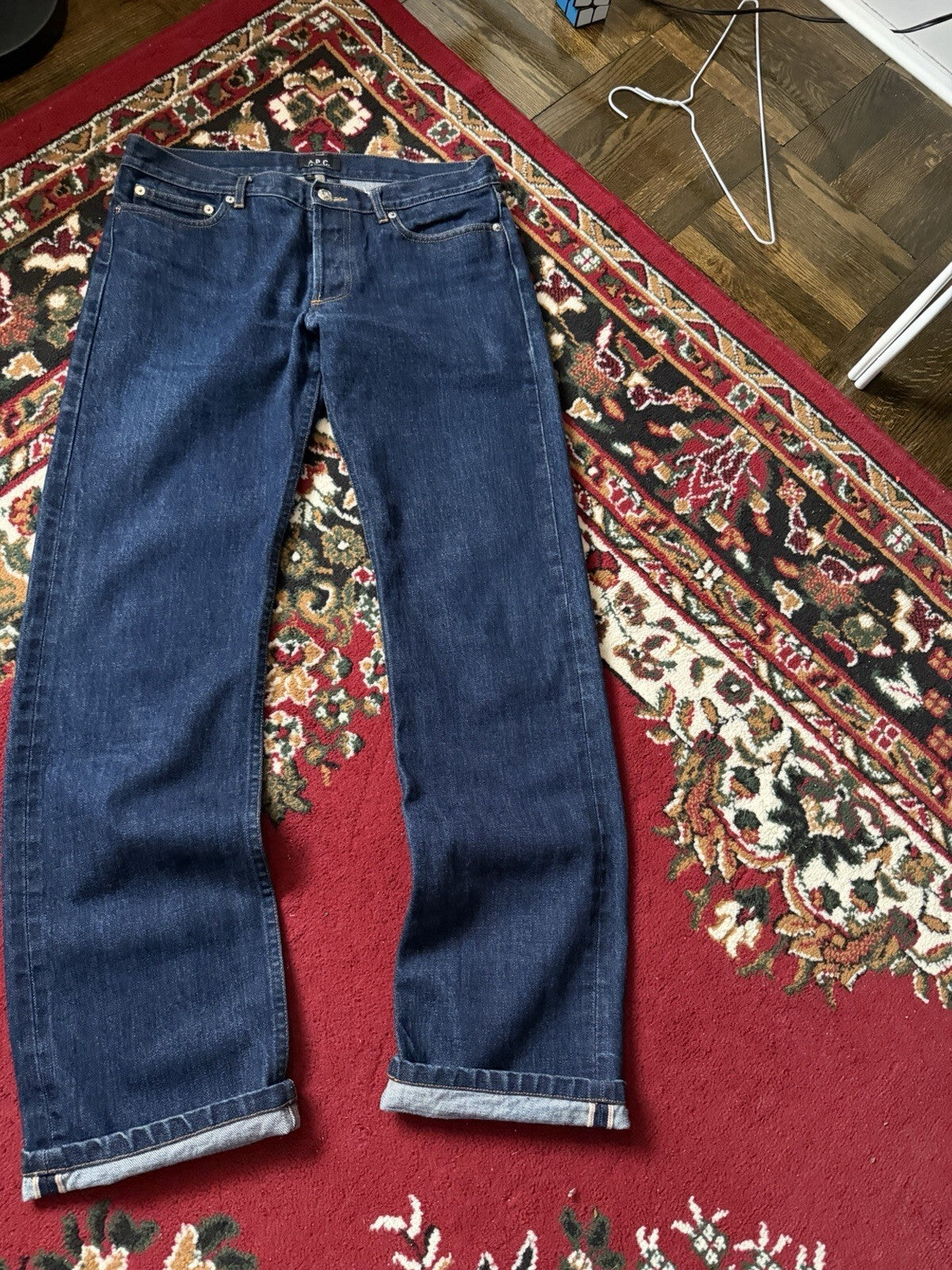 APC Rue De Paris Hipster Men's Size 30 Red Selvedge Distressed Slim Jeans A.P.C