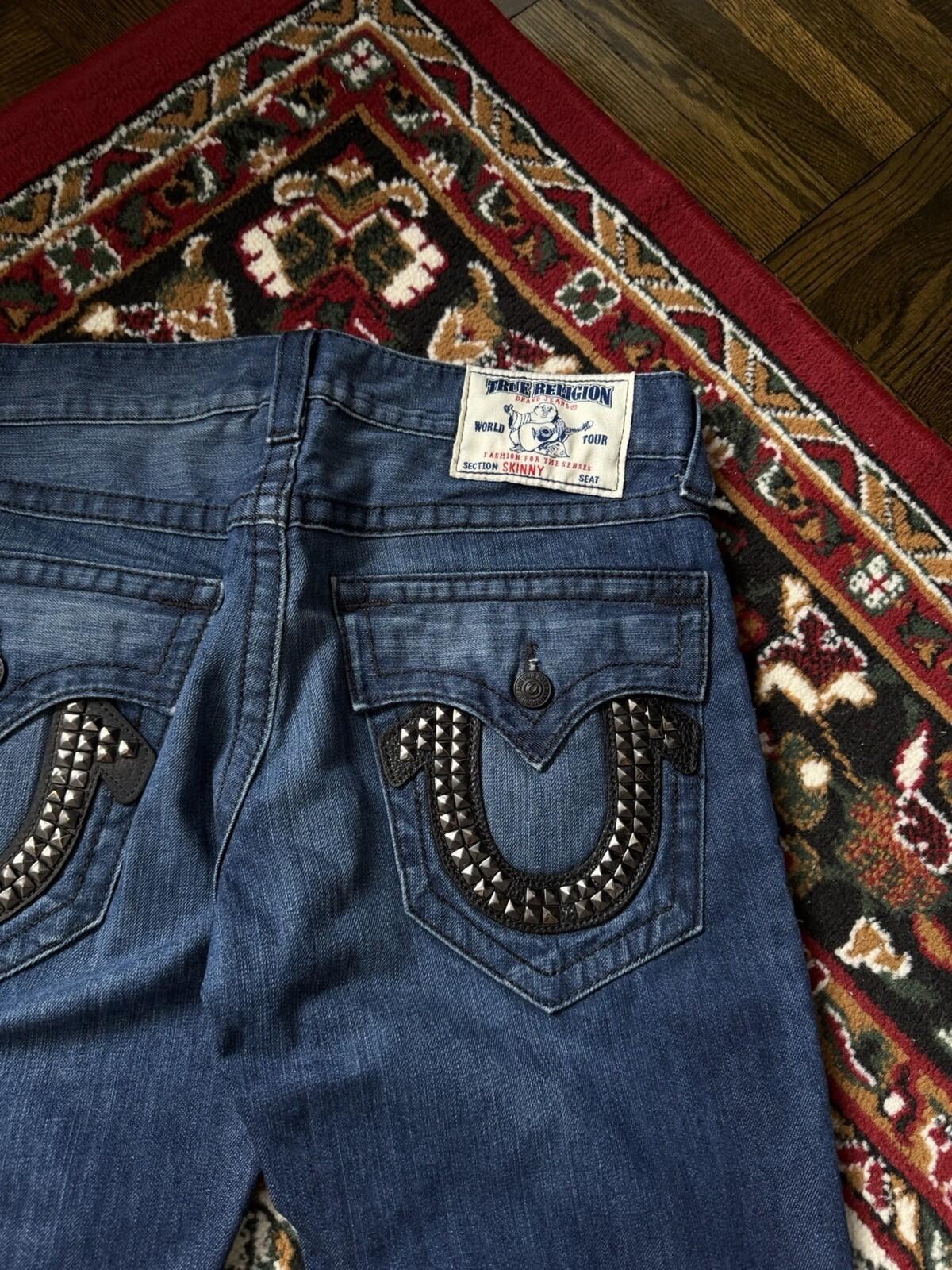 Y2K True Religion Studded Skinny Vintage Jeans Made In USA Size 32