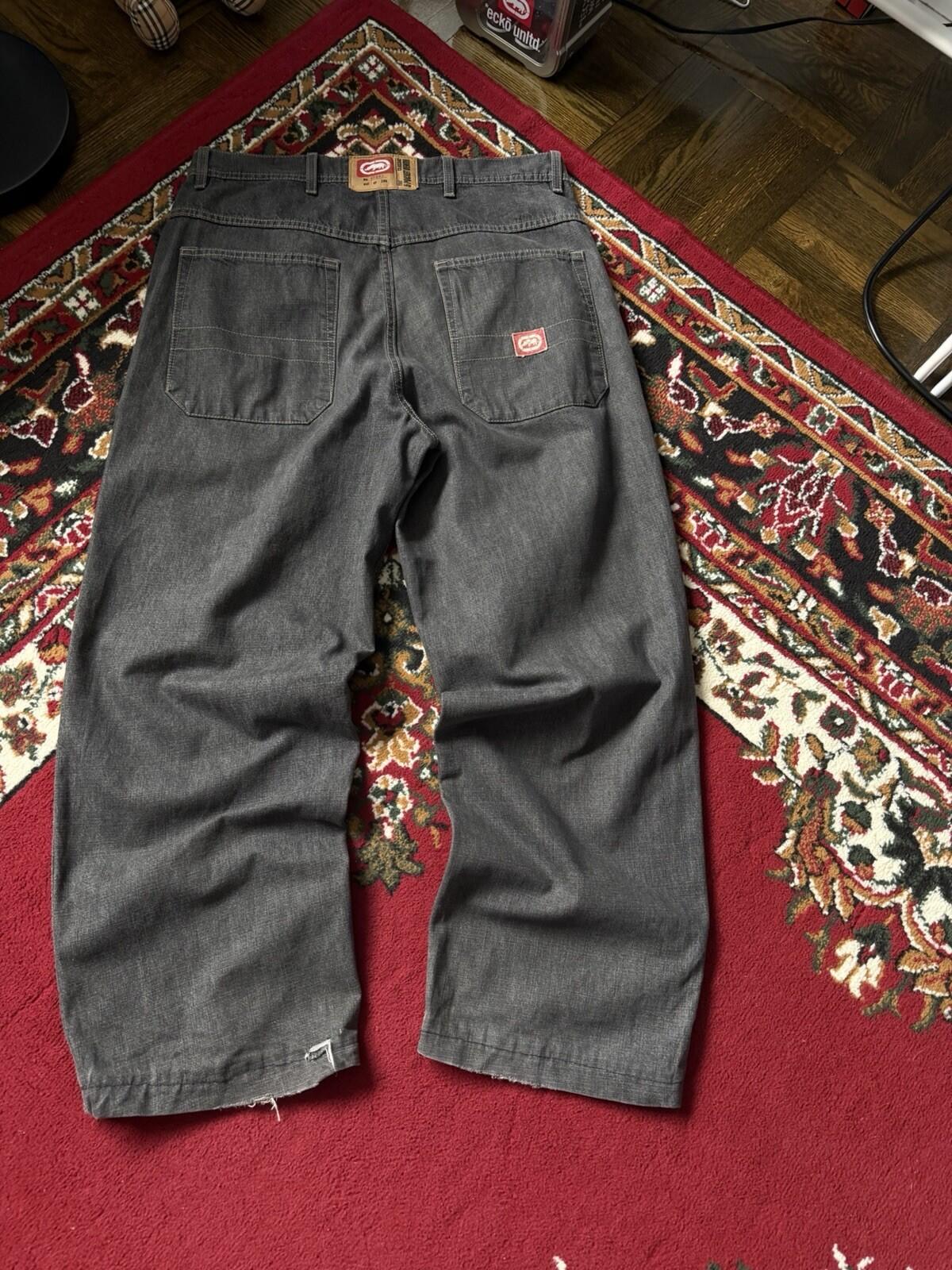 Vintage Ecko Unltd Jeans Mens 32 Gray Wide Leg Baggy Classic 5 Pocket Y2K