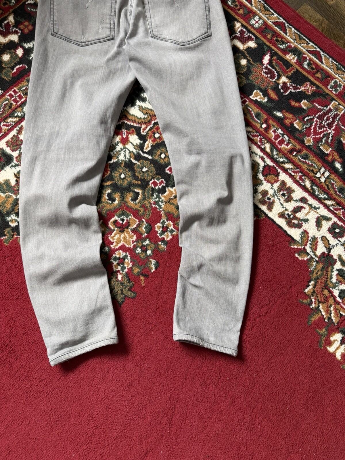 REPRESENT Distressed Slim Fit Jeans Flat Grey Size 34 Men's Repaired Denim Pants