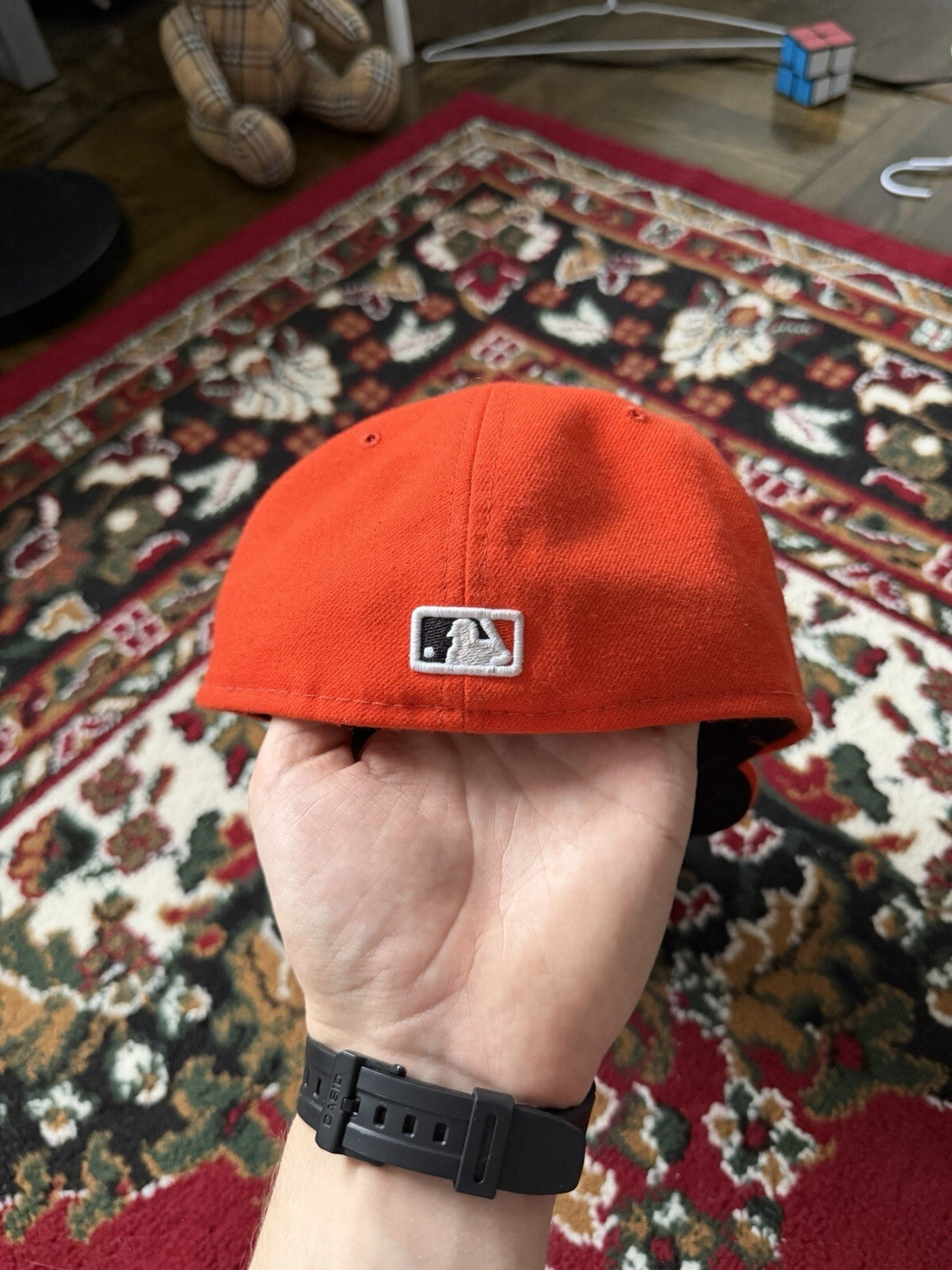 MLB New Era 59 Fifty On-Field Miami Marlins Fitted Hat Orange Cap Size 7 1/4"