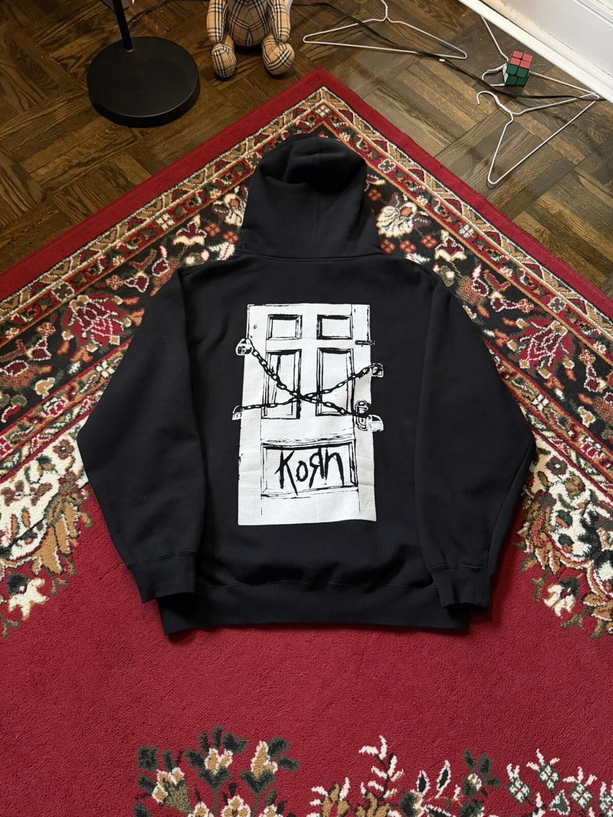 Vintage Korn Chain Locked Door 00s Zip Hoodie Giant Tag 90s Band Zip Hoodie