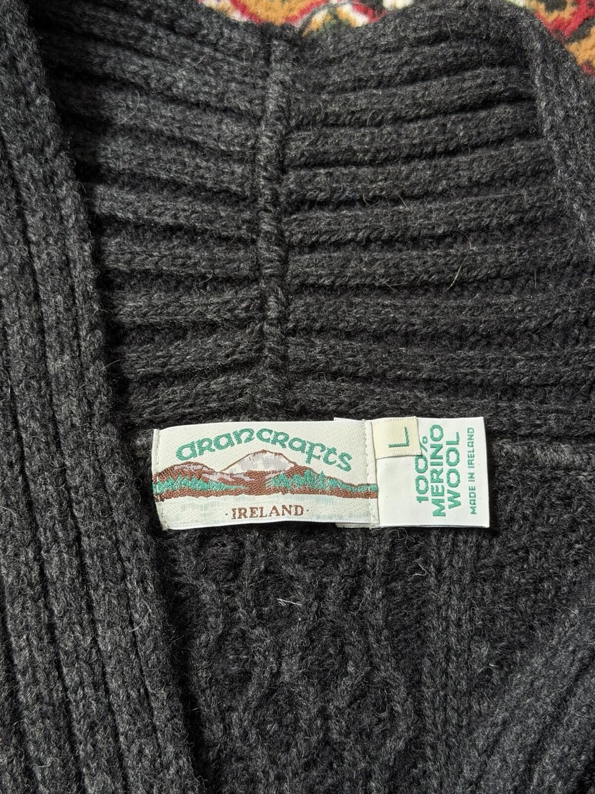 Vintage Arancrafts Ireland Cable Knit Wool Cardigan Sweater Size L Womens