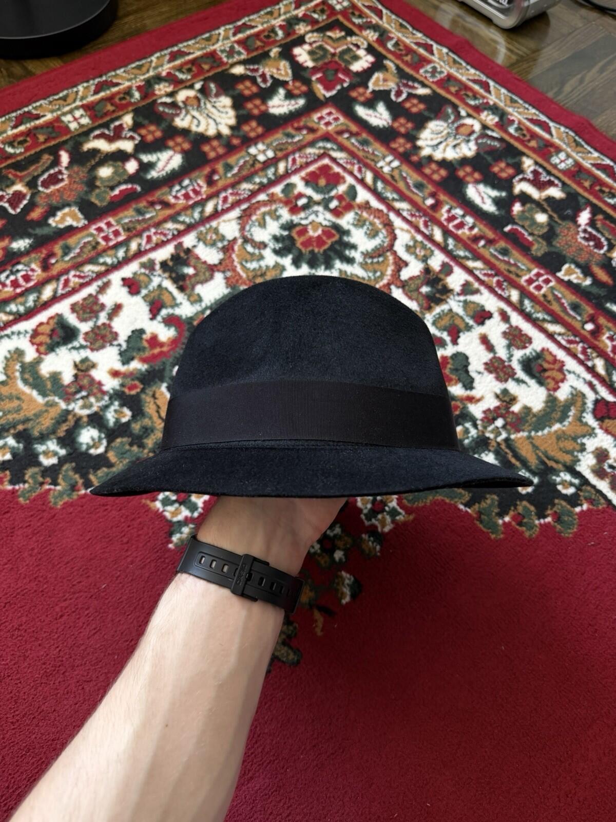 Saint Laurent YSL Black Classic Rabbit Felt Grosgrain Fedora Hat Sz S