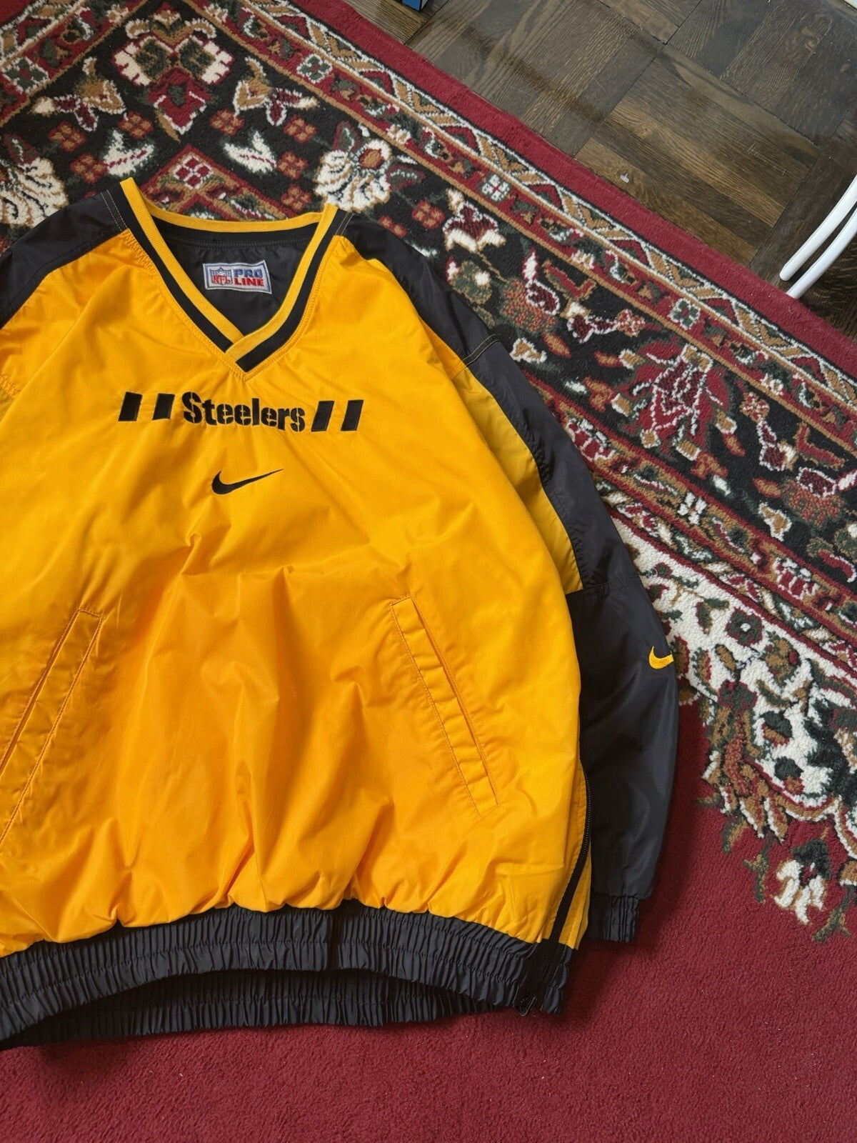 Vintage 90s Nike Steelers Reversible NFL Nylon Sweatshirt Jacket XL