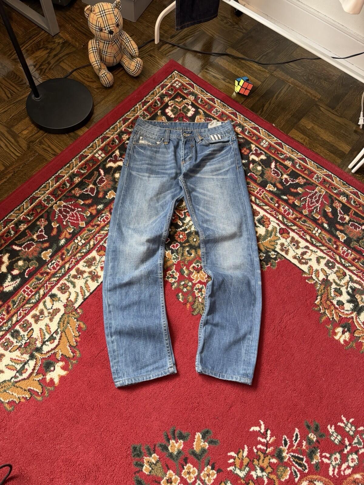 Diesel x Adidas Jeans Mens Blue Viker-AD Straight Trefoil Denim Tag 29x32