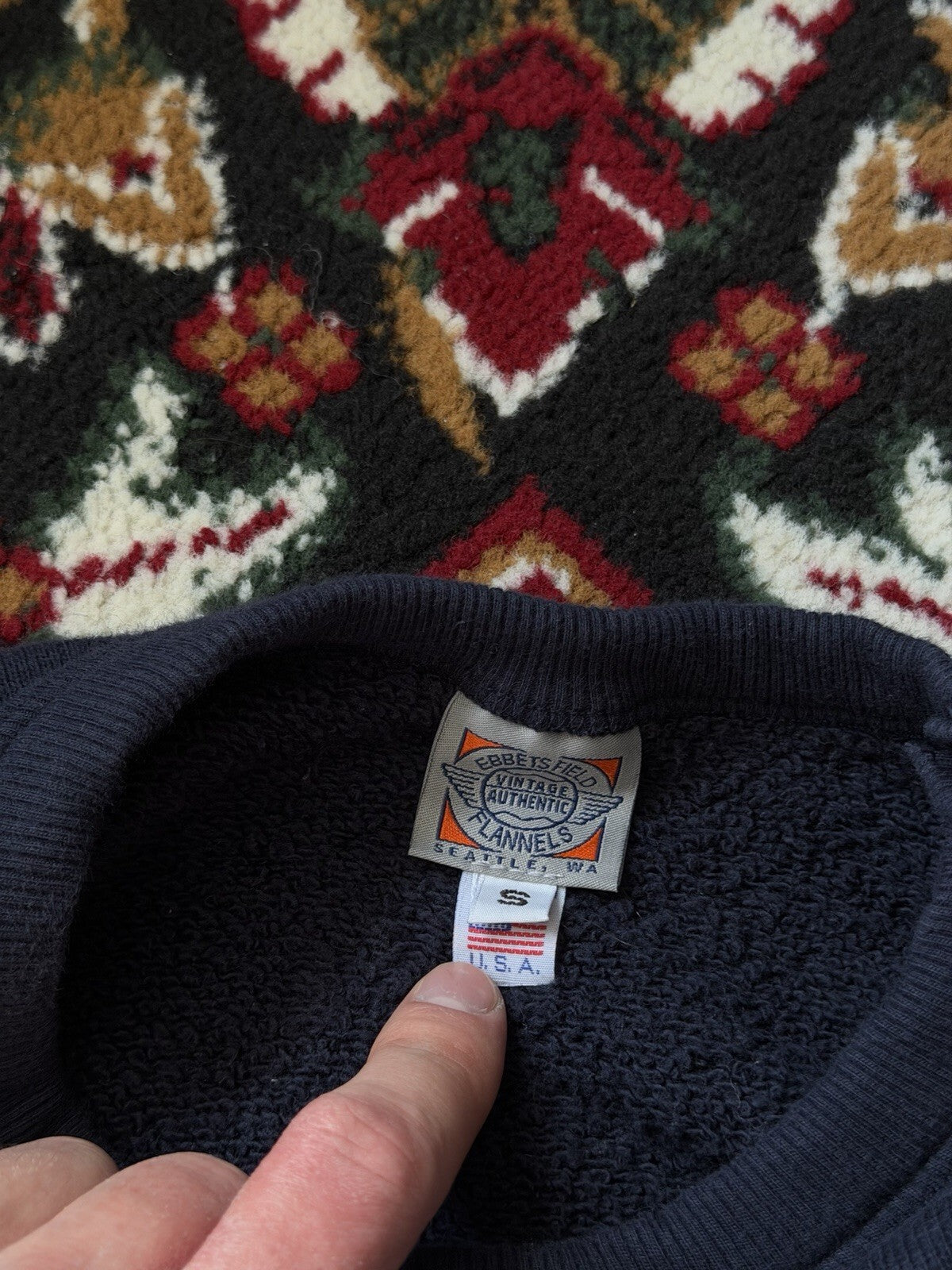 Ebbets Field Flannels Vancouver Embroidered Sewn Logo Sweater Knit Size S