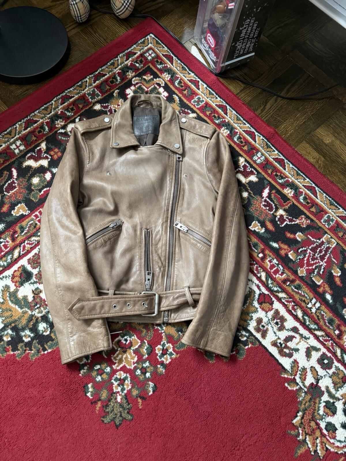 ALLSAINTS Wyatt Lambskin Leather Biker Jacket - Brown - 6 US