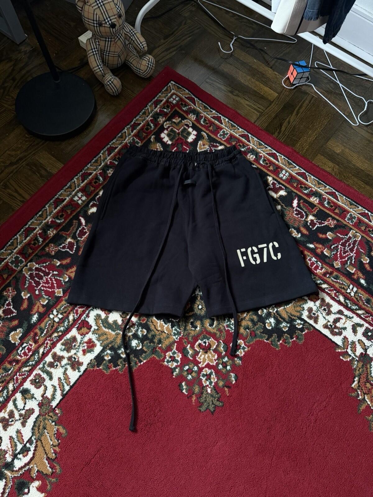 Fear of God Men's Black Athletic Shorts Cotton Drawstring Pockets Designer