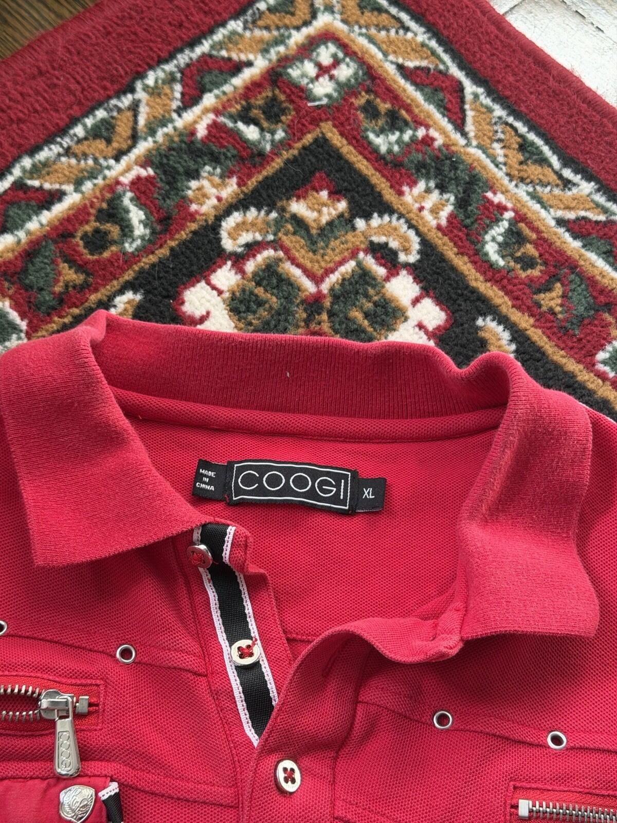 Vintage Coogi Embroidered Polo Shirt Size XL Black Big Logo HipHop Baggy Y2K RED