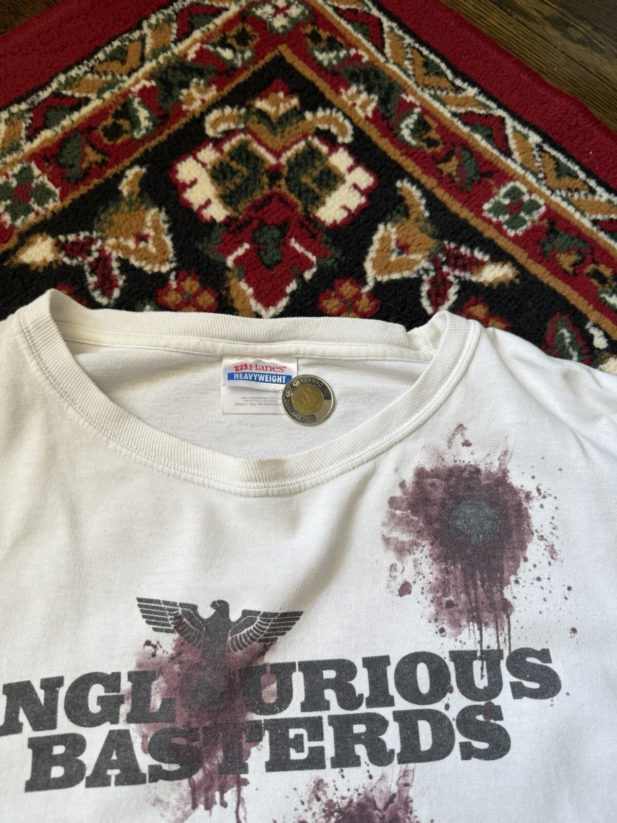 Inglourious Basterds War Tarantino Bullet Holes Shirt Movie Promo XXL Brad Pitt