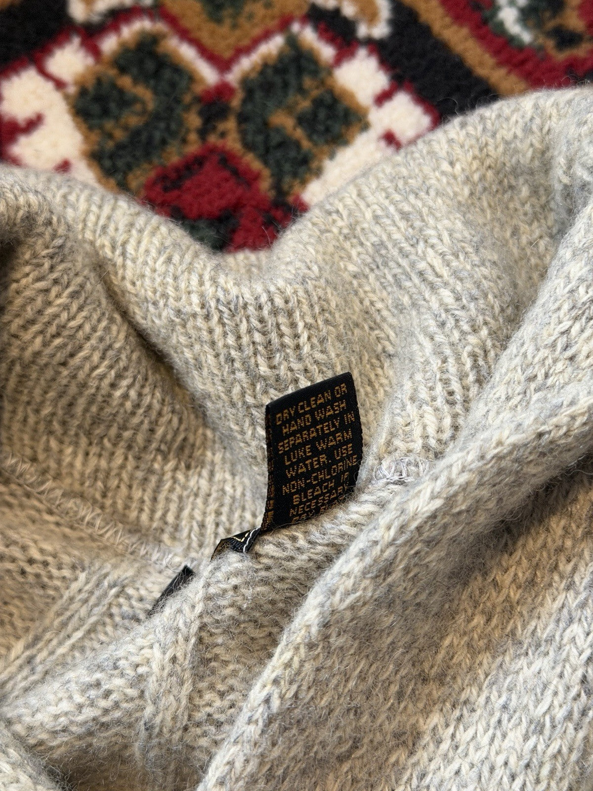 Vintage Eddie Bauer Sweater Mens XL Wool Shawl Collar Made In USA Striped 90s