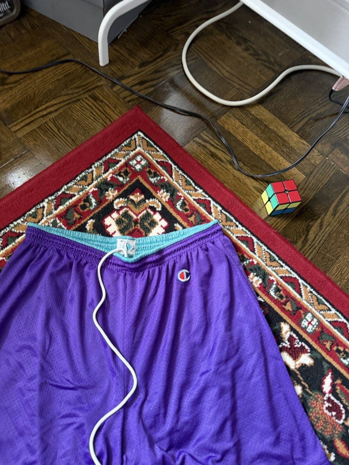 Vintage Champion 80s Reversible Basketball Shorts Purple / Green