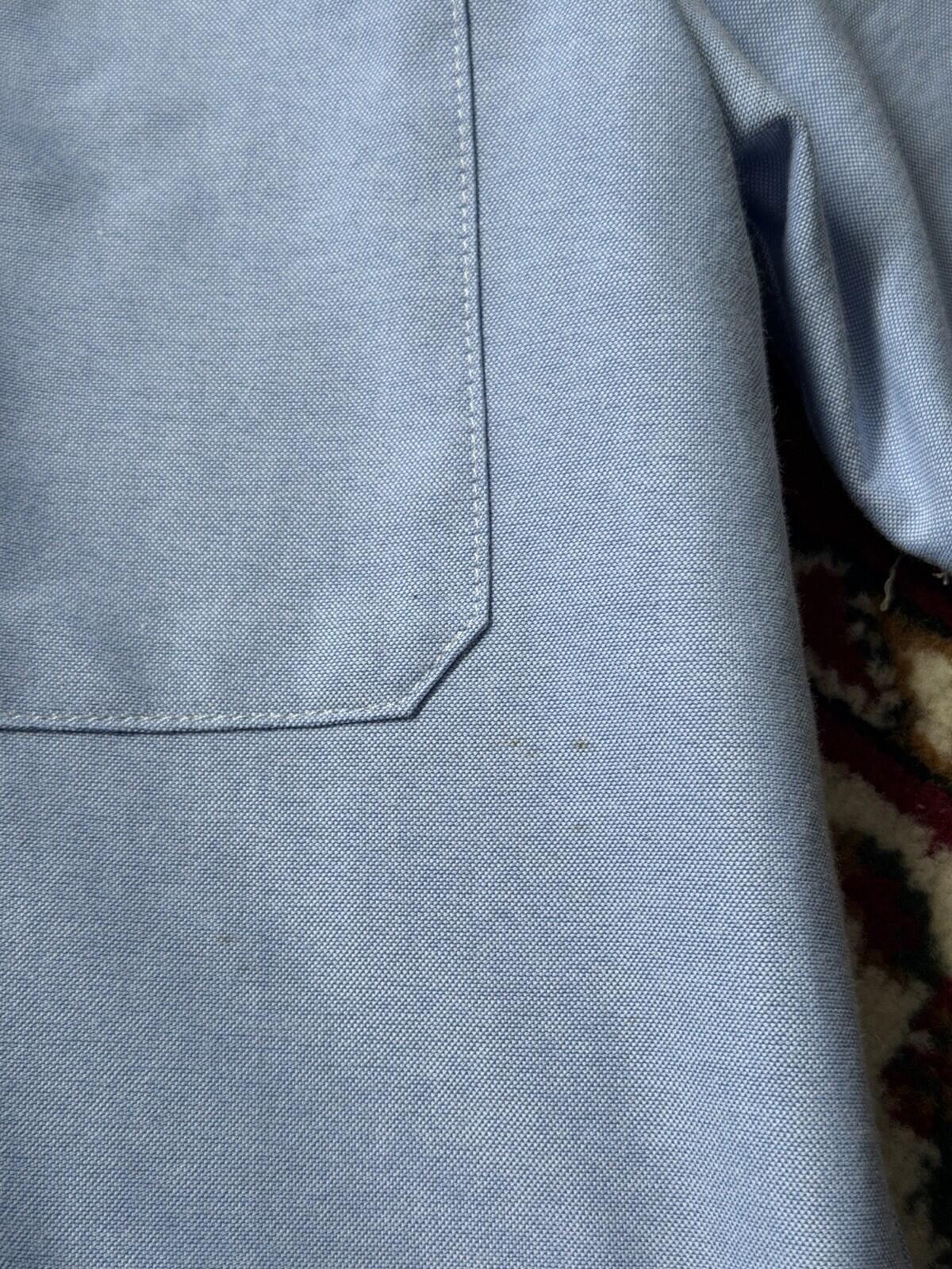 Randy's Garments Short Sleeve Work Shirt Light Blue Cropped Size Small Boxy Fit