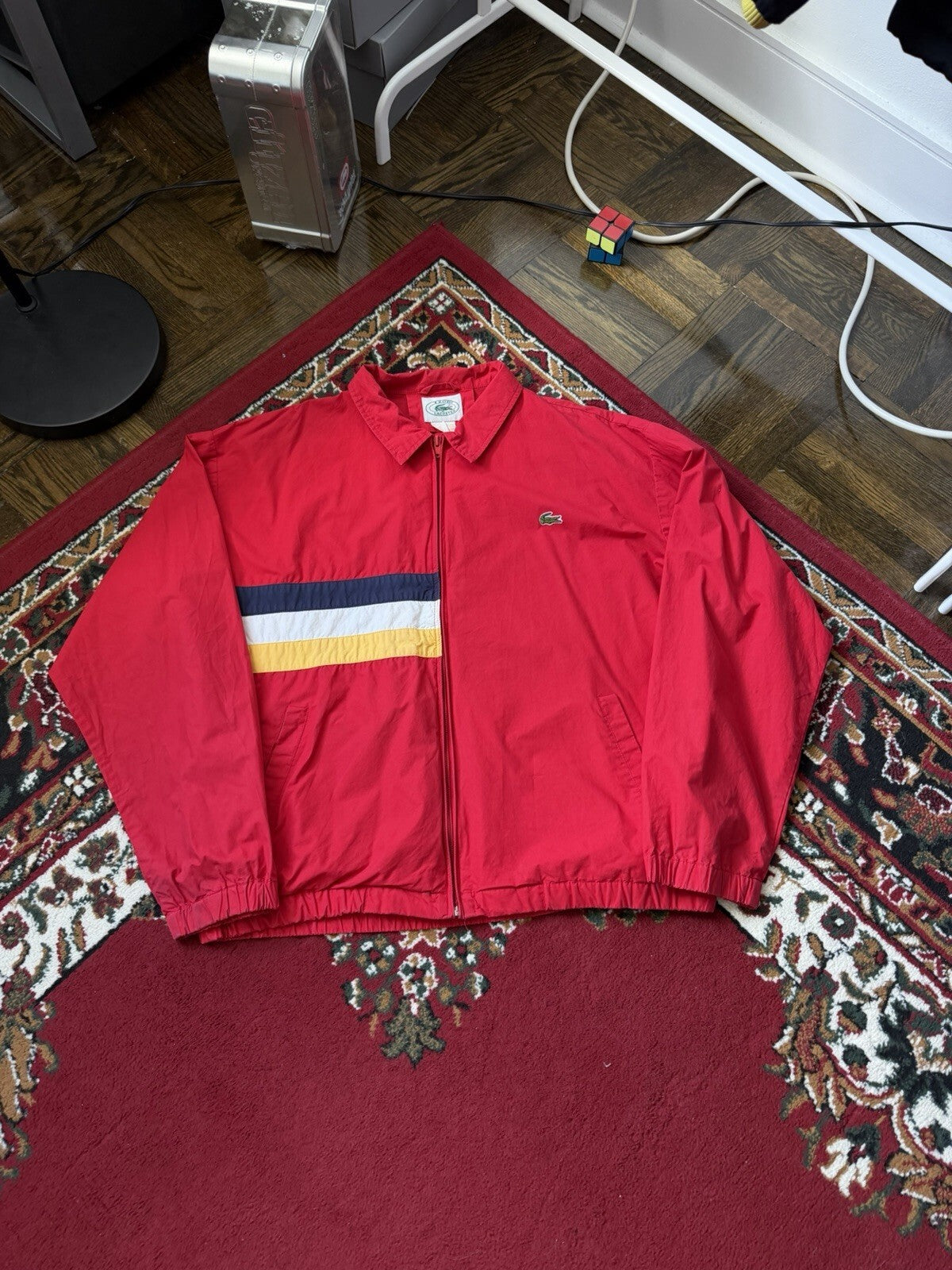 Vtg Lacoste Jacket Mens XLarge Red Bomber Harrington Preppy 90s