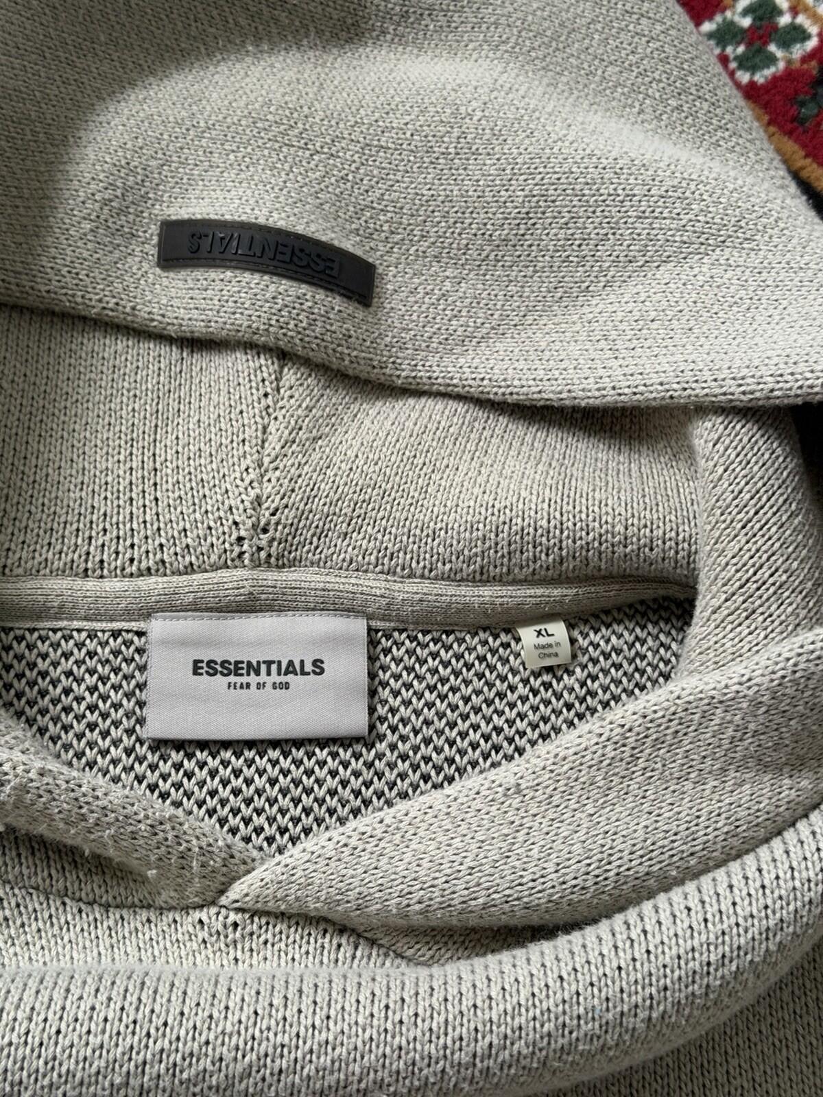 Fear of God Essentials Cream Logo Pullover Hoodie Sweatshirt Knit XL