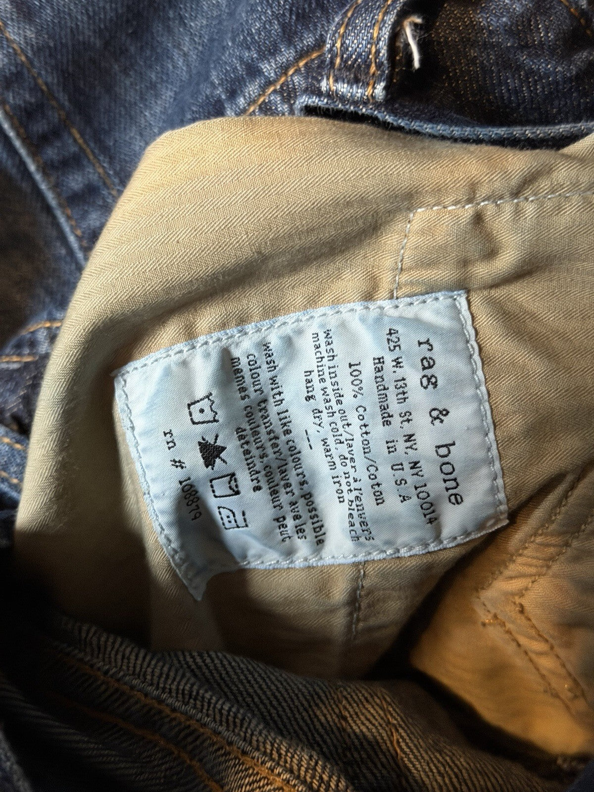 Rag & Bone RB 15X Jeans Mens 31 Slim Straight Button Fly Handmade in USA