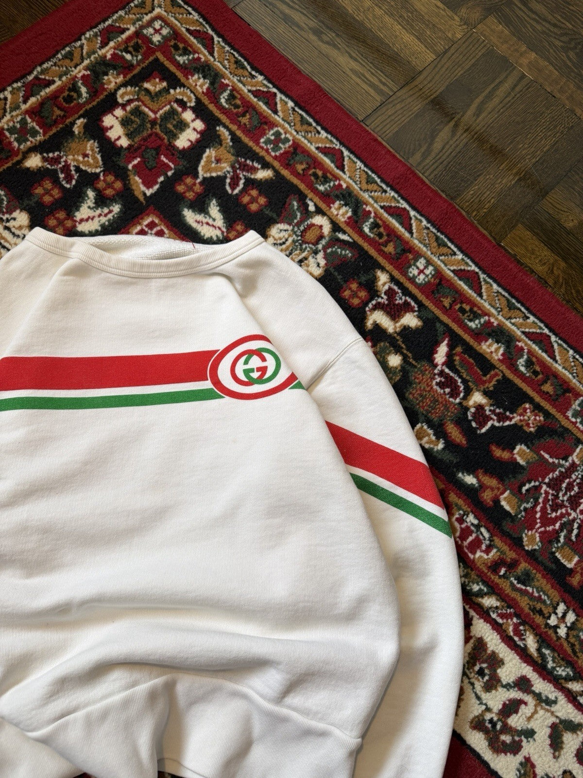 Gucci Interlocking G Sweatshirt Size S Beige Red Green Mens
