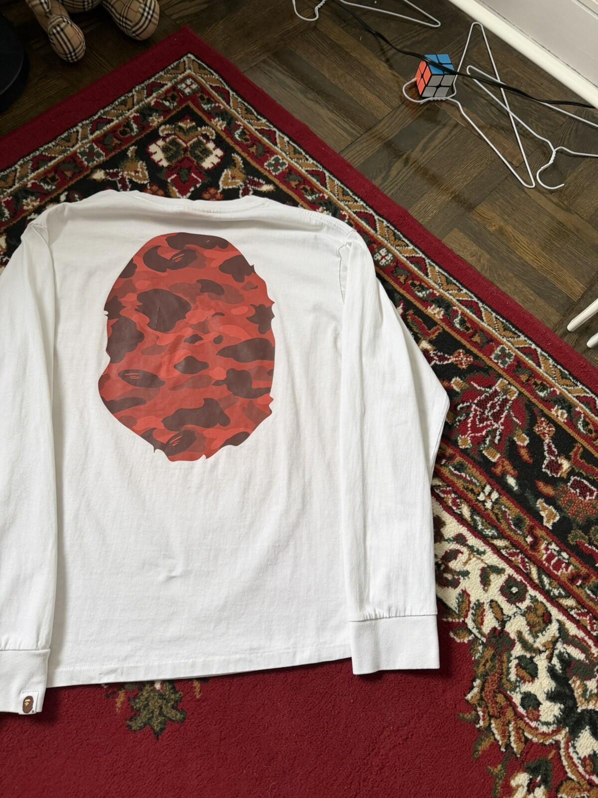 Authentic A Bathing Ape Color Camo Orange Big Ape Head L/S Longsleeve Shirt Tee