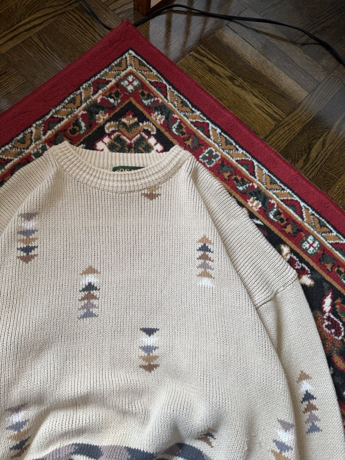 Vintage Tosani Canada Aztec Southwester Pattern Heavy Knit Sweater Size M