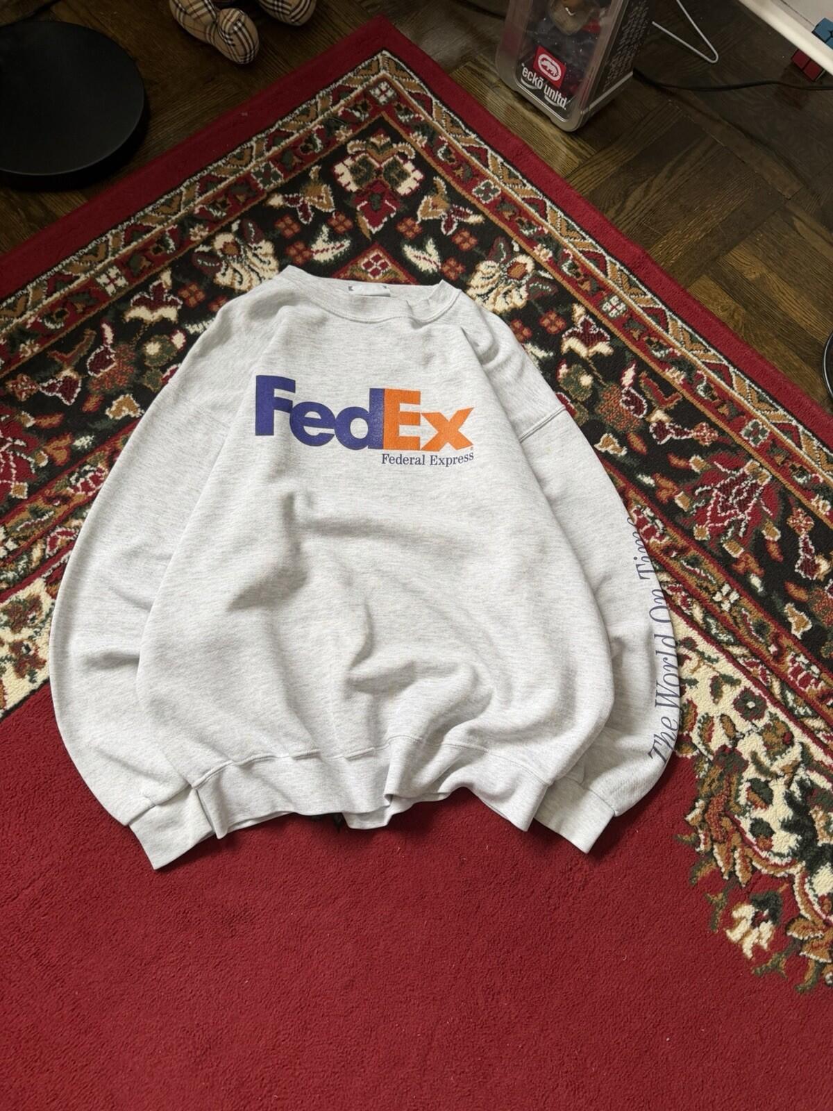 Vintage FedEx Federal Express Sweatshirt Mens L Lee Heavyweight 90s Crewneck