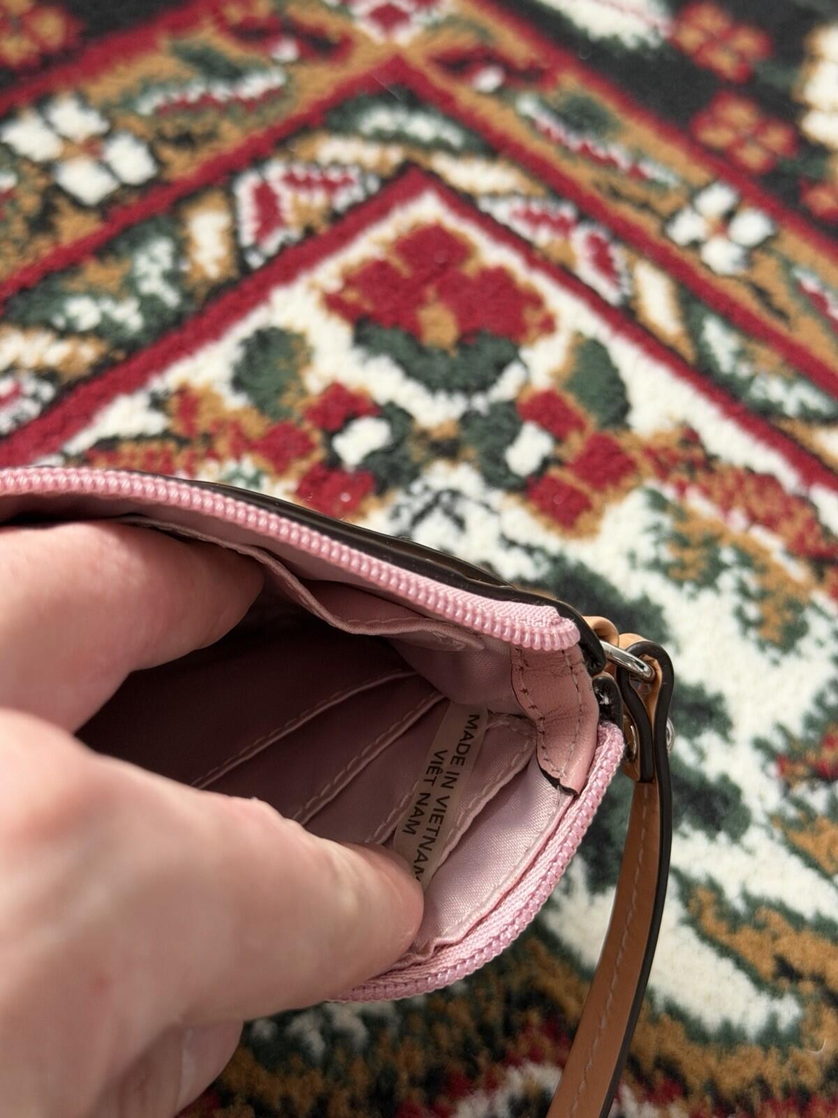 Coach Mauve Pink Patent Leather Debossed Zip Wristlet Wallet