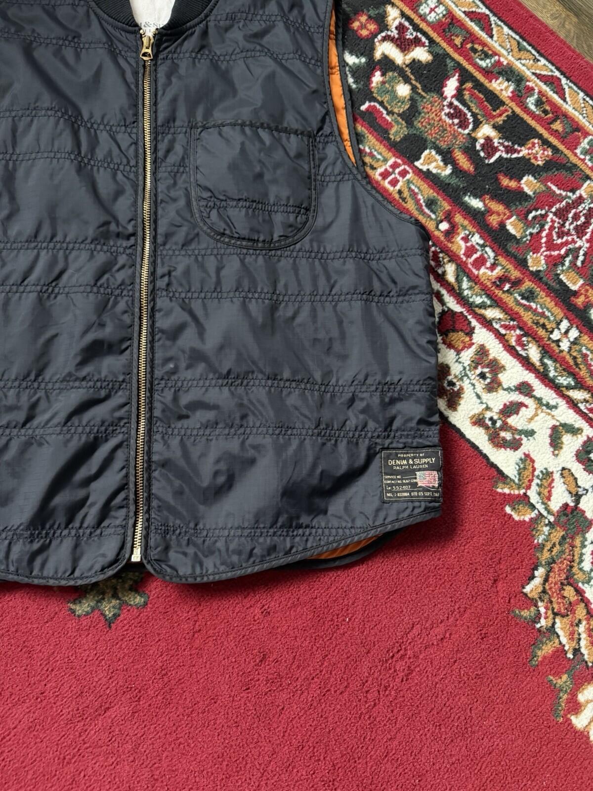 Denim & Supply Ralph Lauren Vest Mens L Black Quilted Nylon Puffer Vintage Y2K