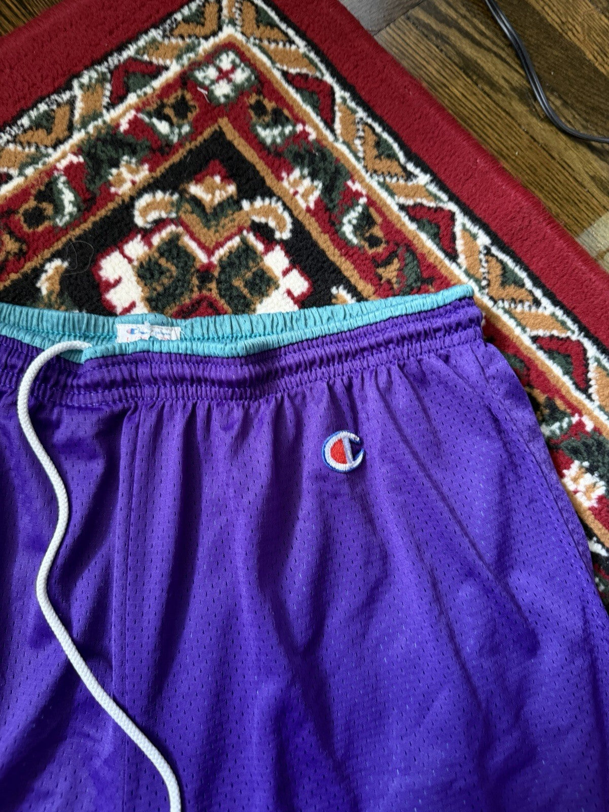 Vintage Champion 80s Reversible Basketball Shorts Purple / Green